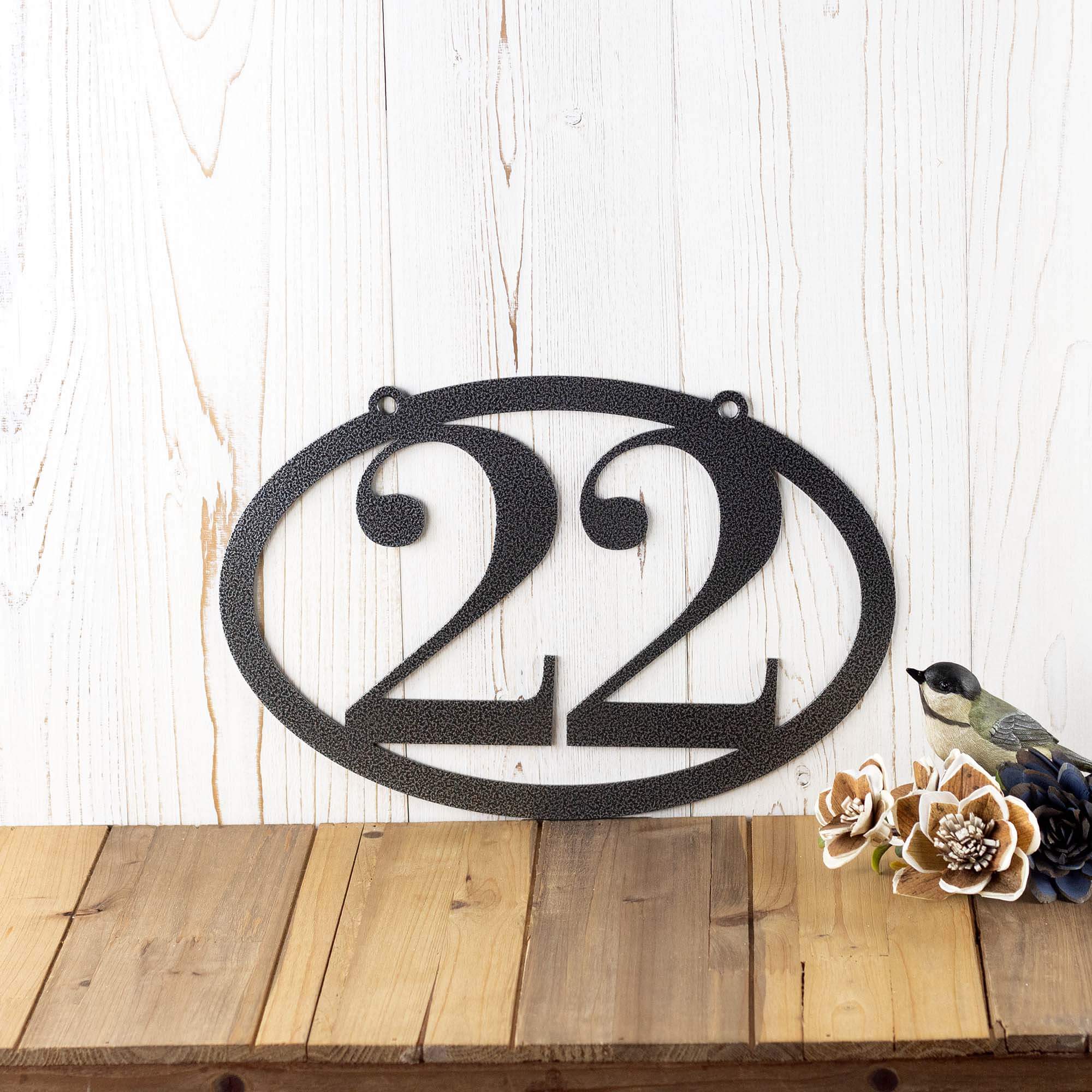 Large Hanging Numbers Hanging Oval Horizontal Metal House Number Plaque – Refined Inspirations