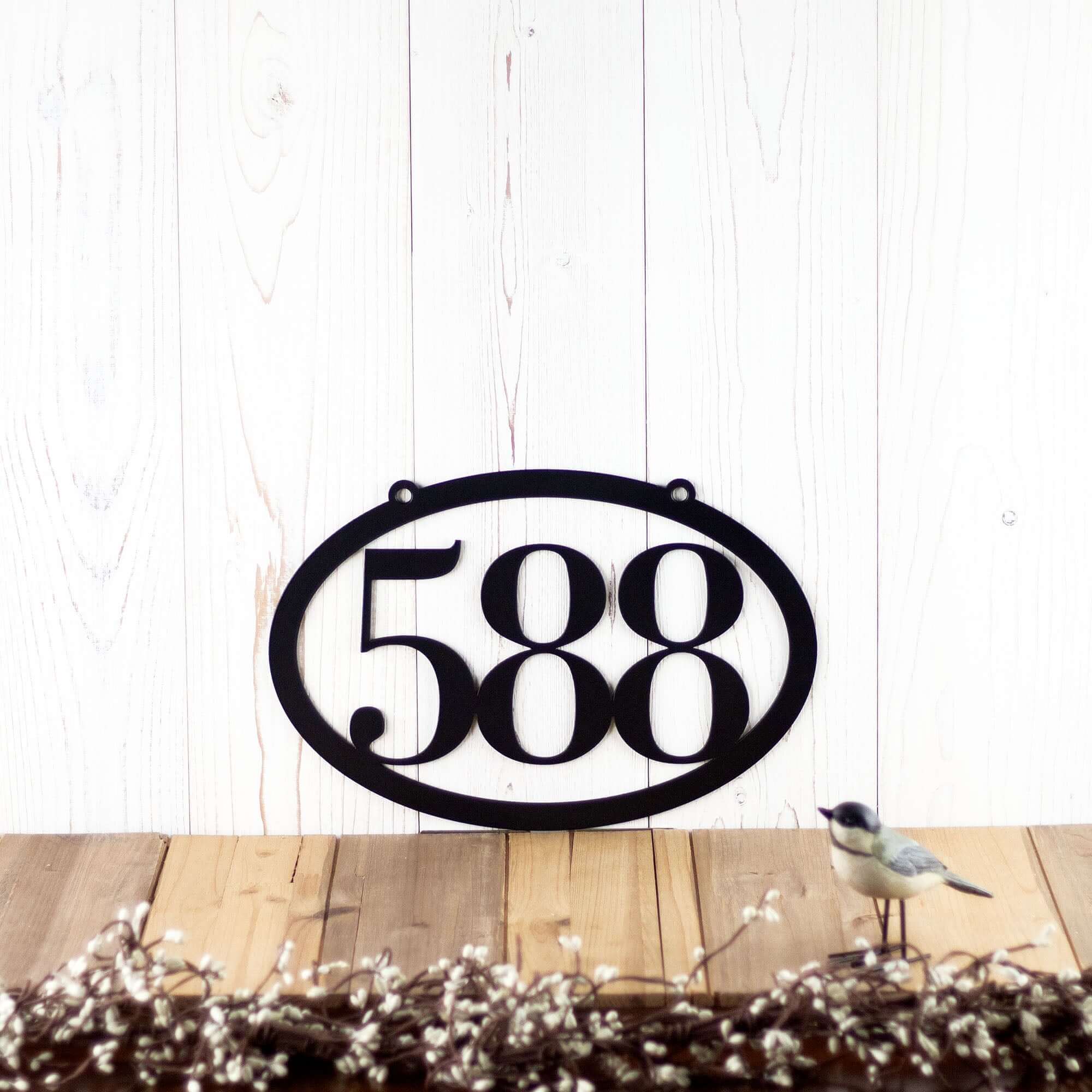 Large Hanging Numbers Hanging Oval Horizontal Metal House Number Sign – Refined Inspirations