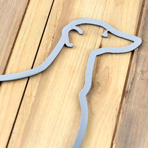 Close up of raw steel on our Greyhounds Live Here metal wall art.