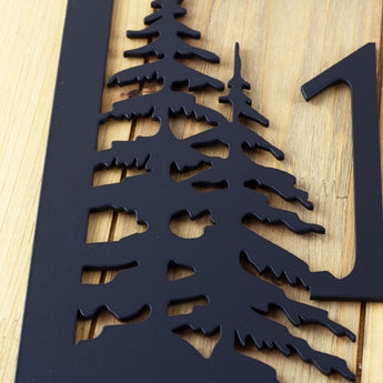 Close up of matte black powder coat on our 5 digit metal house number sign. 