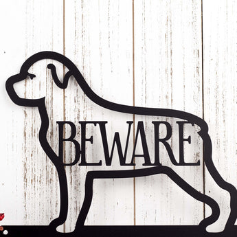 Close up of the Rottweiler silhouette on our Rottweiler metal sign, in matte black powder coat.