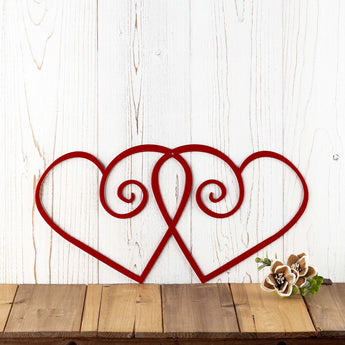 Hearts metal plaque, in red gloss powder coat.