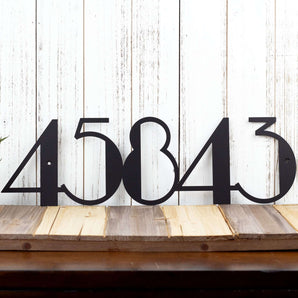 5 digit metal modern house number plaque, in matte black powder coat. 