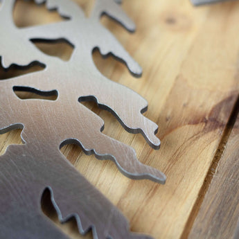 Close up of raw steel on our 3 digit metal house number sign. 