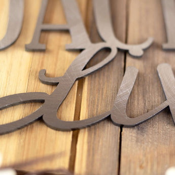 Close up of raw steel on our Dachshund metal wall art.