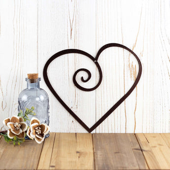 Heart metal sign, in copper vein powder coat. 