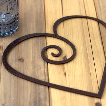 Heart metal sign, in copper vein powder coat.