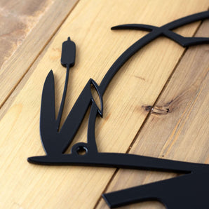Close up of matte black powder coat on our metal house number sign. 