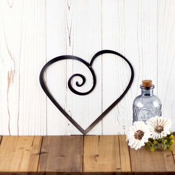 Heart metal sign, in raw steel.