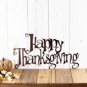Happy Thanksgiviing Metal Sign with copper vein powder coat