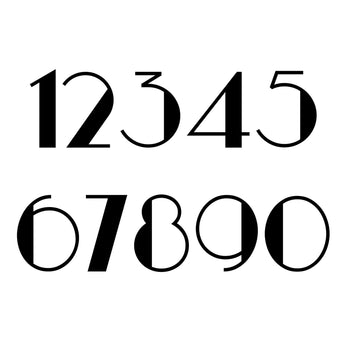 Examples of modern house numbers for our metal address signs.