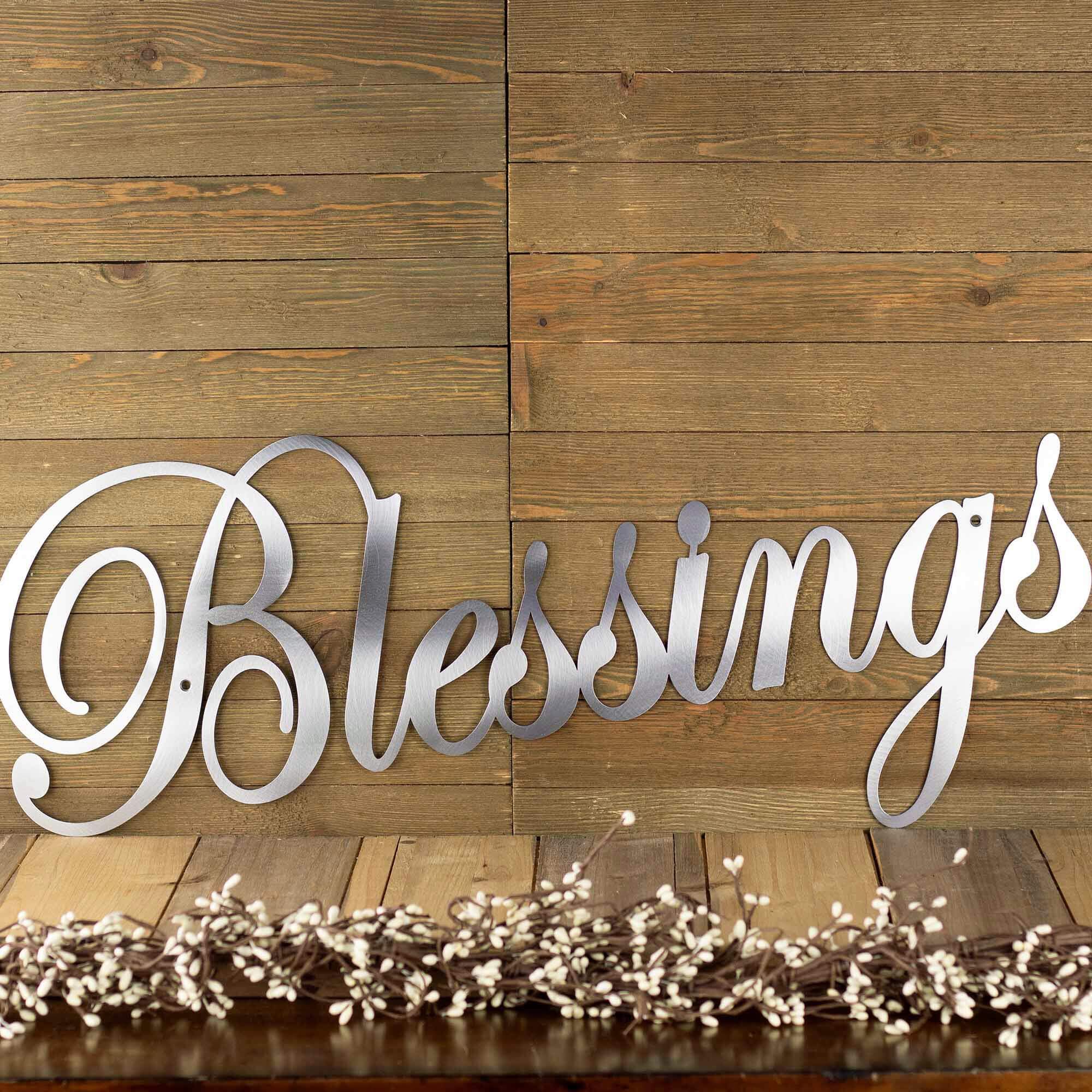 Blessings Cursive Metal Wall Sign – Refined Inspirations