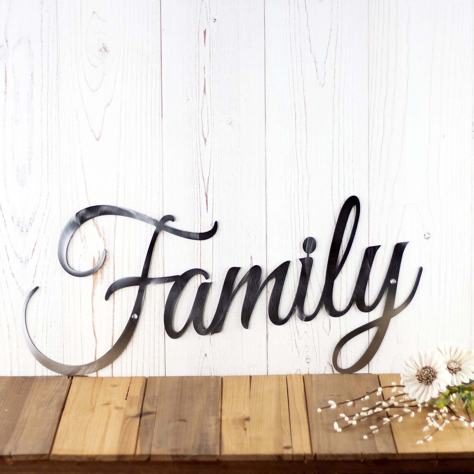 Family Cursive Metal Word Wall Decor – Refined Inspirations