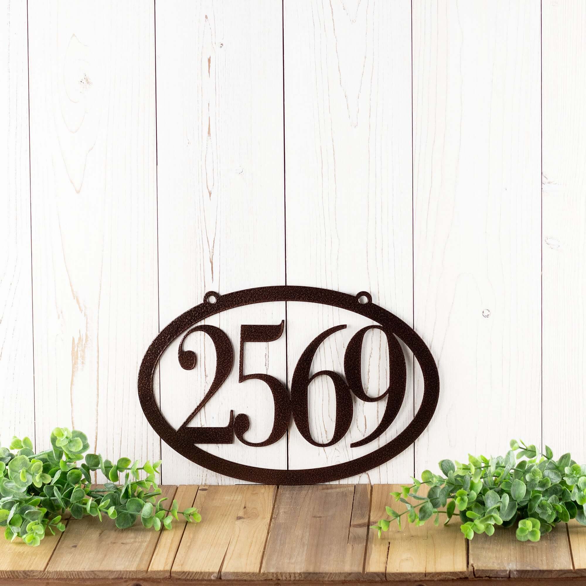 Large Hanging Numbers Hanging Oval Horizontal Metal House Number Sign – Refined Inspirations