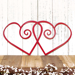 Hearts metal plaque, in red gloss powder coat.