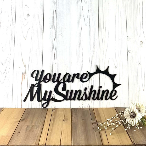 Video of You are my sunshine metal wall art in matte black powder coat