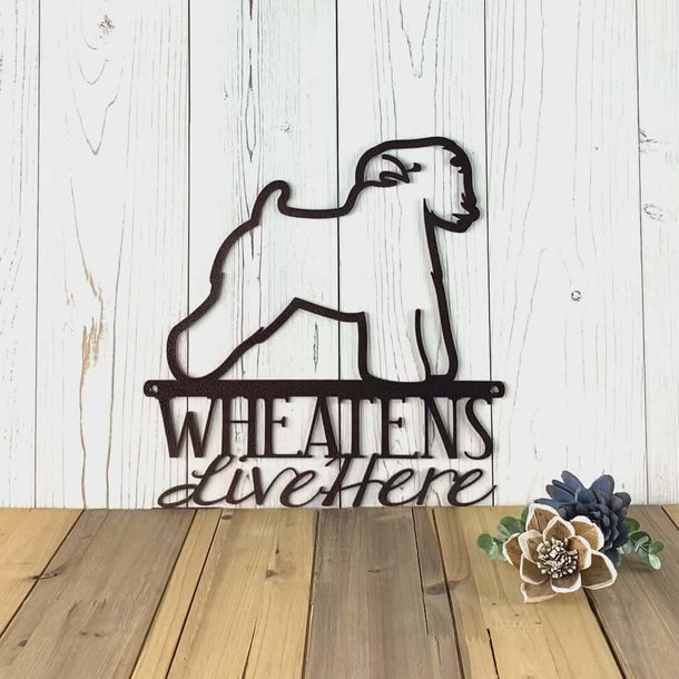 Video of Wheatens live here metal wall art, in copper vein powder coat.
