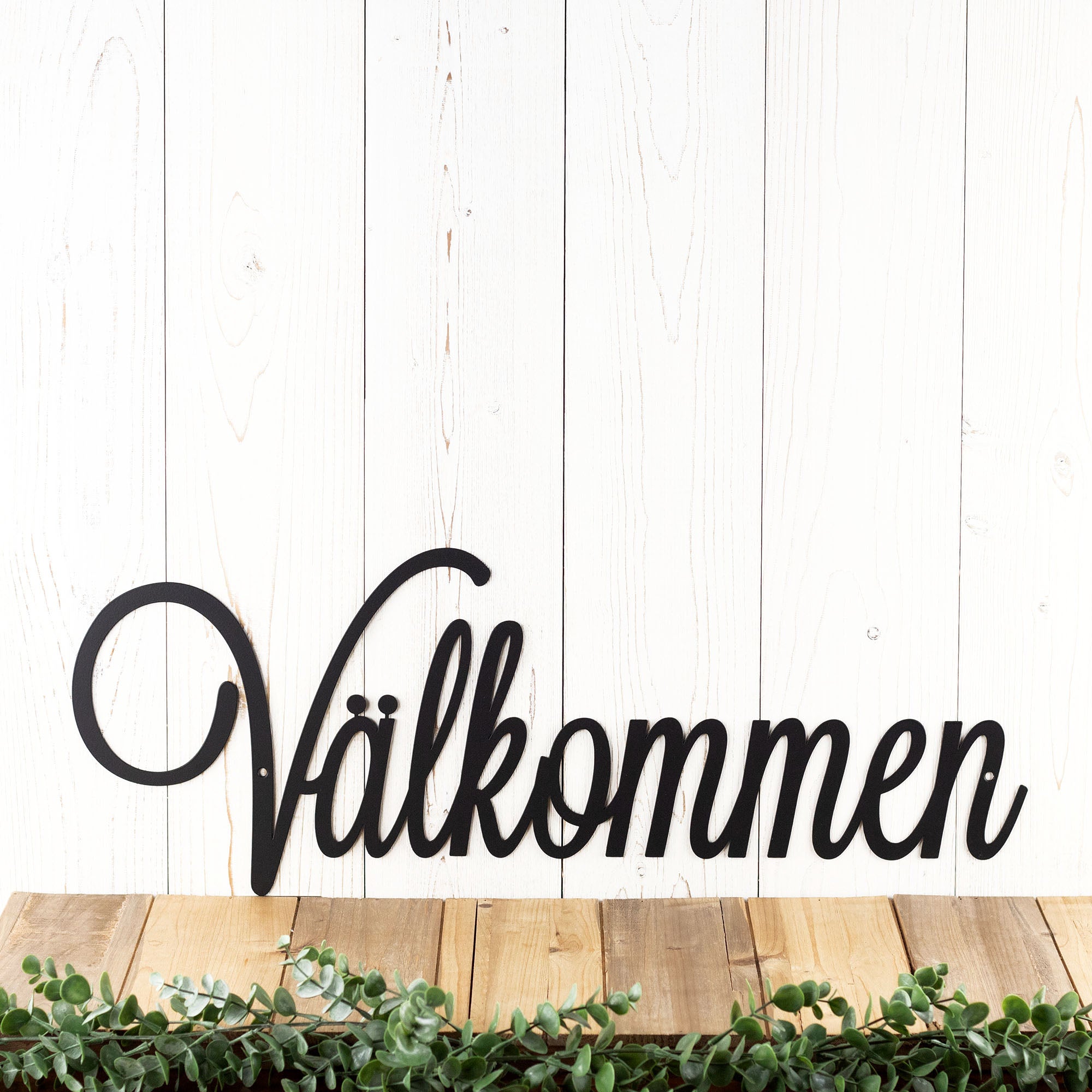 Välkommen Script Metal Sign, Danish Welcome – Refined Inspirations